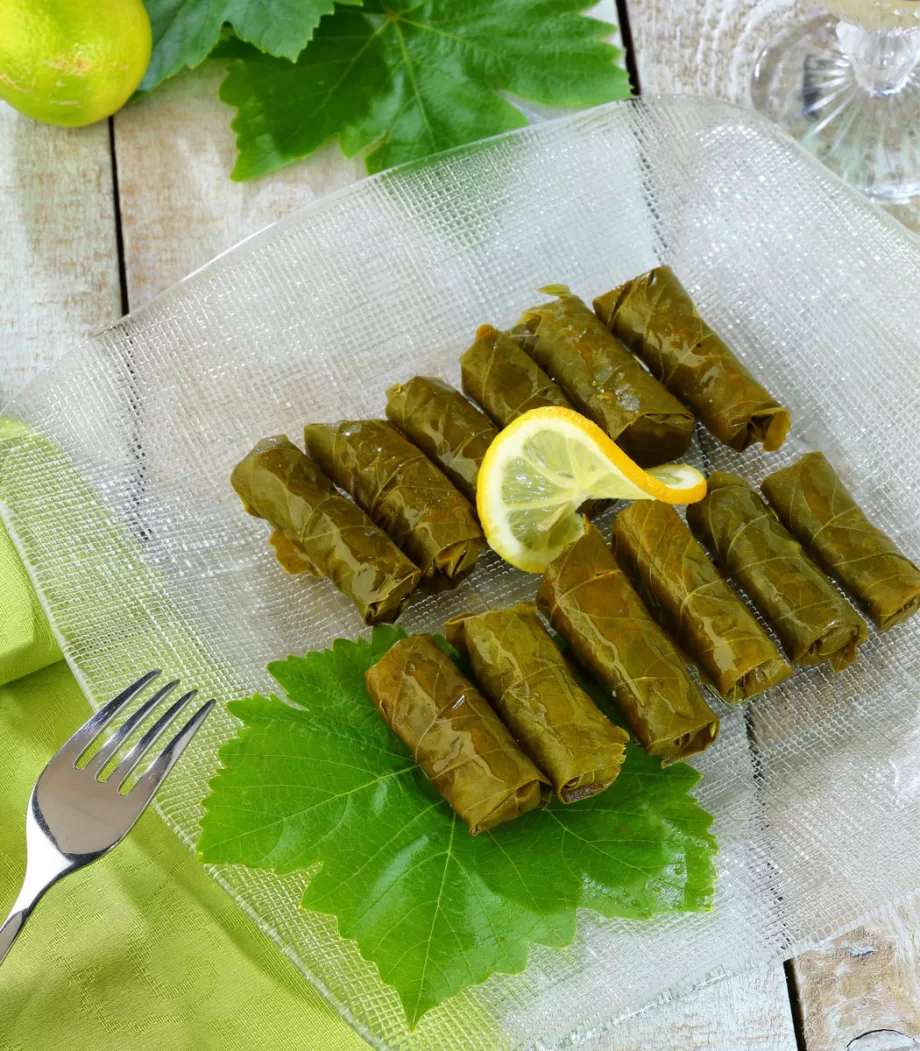 Dolma Vine Leaves Stuffed with Rice and Vegetables (ready-cooked or raw) Cretan handmade wraps